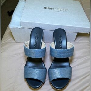 Jimmy Choo Parker 100 in color Dusk Blue wedges, US size 7.5
